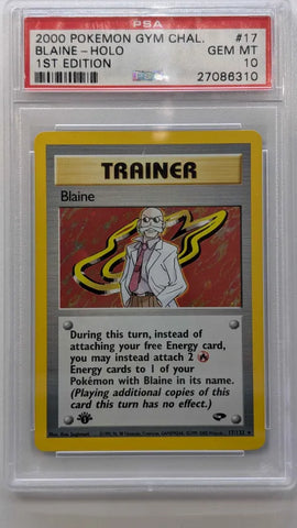 2000 POKEMON GYM CHALLENGE BLAINE - HOLO 1ST EDITION #17 PSA 10 - 310