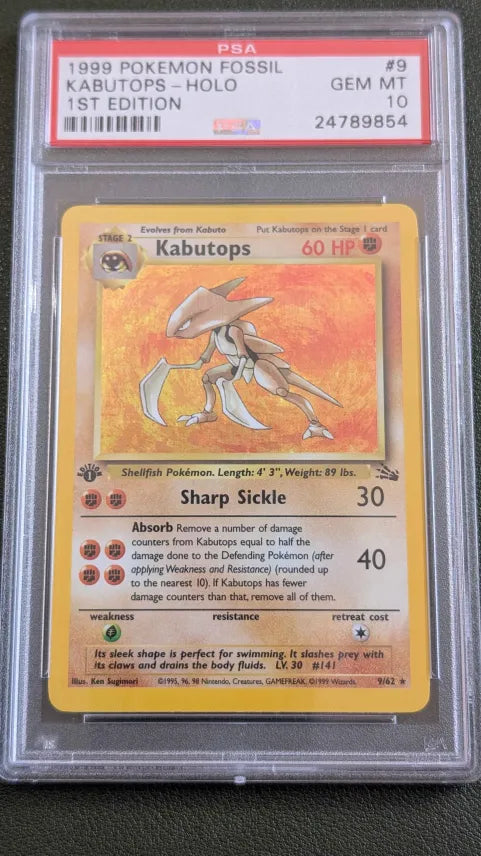 1999 POKEMON FOSSIL KABUTOPS - HOLO 1ST EDITION