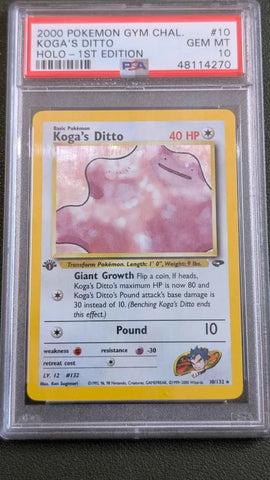 2000 POKEMON GYM CHALLENGE KOGA'S DITTO HOLO-1ST EDITION #10 PSA 10 - 270