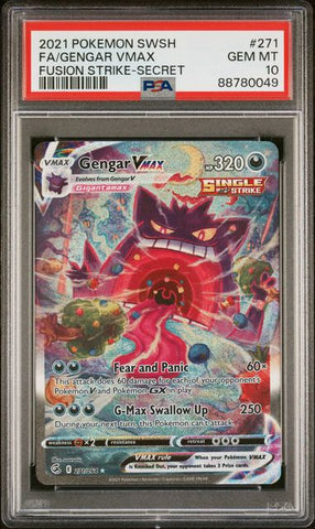 2021 POKEMON SWORD & SHIELD FUSION STRIKE #271 FA/GENGAR VMAX FUSION STRIKE-SECRET PSA 10 - 049