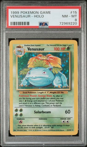 1999 POKEMON GAME #15 VENUSAUR-HOLO PSA 8 - 220