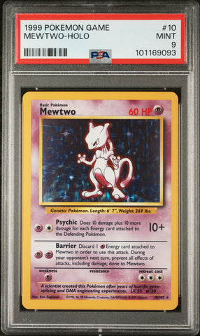 1999 POKEMON GAME MEWTWO-HOLO #10 PSA 9 - 093