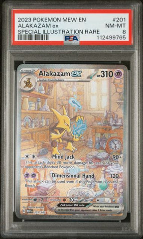 2023 POKEMON MEW EN-151 #201 ALAKAZAM ex SPECIAL ILLUSTRATION RARE PSA 8 - 765