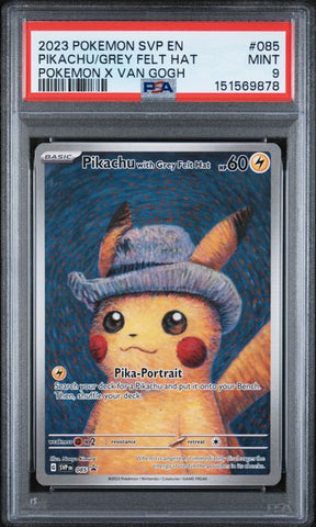 2023 POKEMON SVP EN-SV BLACK STAR PROMO #085 PIKACHU/GREY FELT HAT POKEMON X VAN GOGH PSA 9 - 878