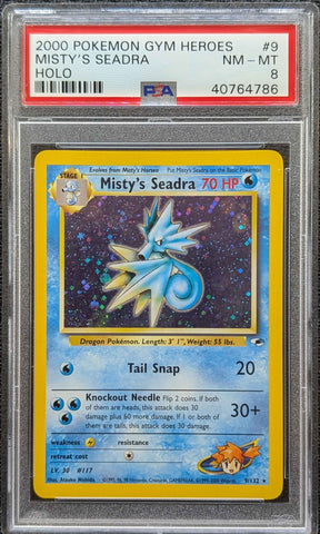 2000 POKEMON GYM HEROES #9 MISTY'S SEADRA HOLO PSA 8 - 786