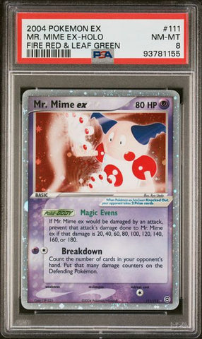 2004 POKEMON EX FIRE RED & LEAF GREEN #111 MR. MIME EX-HOLO FIRE RED & LEAF GREEN PSA 8 - 155