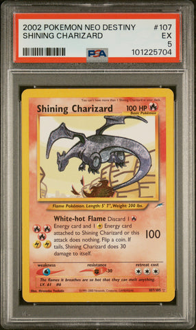 2002 POKEMON NEO DESTINY SHINING CHARIZARD #107 PSA 5 - 704
