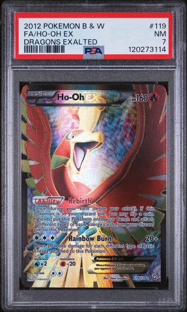 2012 POKEMON BLACK & WHITE FULL ART HO-OH EX DRAGONS EXALTED