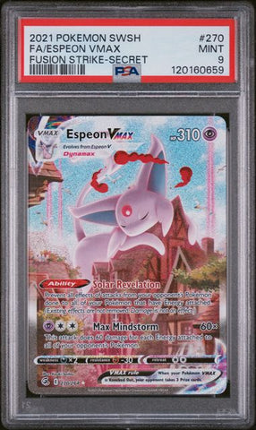 2021 POKEMON SWORD & SHIELD FUSION STRIKE #270 FA/ESPEON VMAX FUSION STRIKE-SECRET PSA 9 - 659