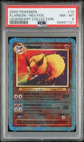 2002 POKEMON LEGENDARY COLLECTION #10 FLAREON-REV.FOIL LEGENDARY COLLECTION PSA 8 - 731