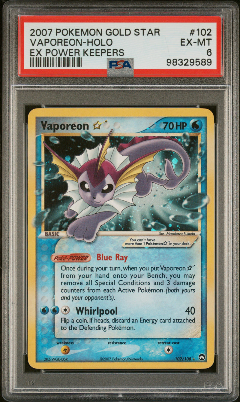 2007 POKEMON GOLD STAR VAPOREON-HOLO