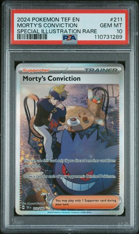 2024 POKEMON TEF EN-TEMPORAL FORCES #211 MORTY'S CONVICTION SPECIAL ILLUSTRATION RARE - PSA 10 - 289