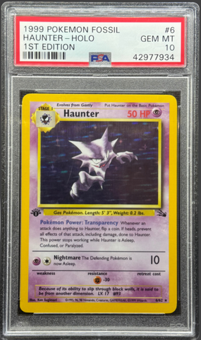 1999 POKEMON FOSSIL #6 HAUNTER-HOLO 1ST EDITION PSA 10 - 934