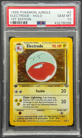 1999 POKEMON JUNGLE #2 ELECTRODE-HOLO 1ST EDITION PSA 10 - 098