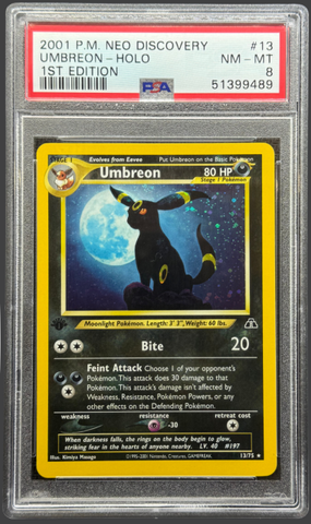 2001 POKEMON NEO DISCOVERY #13 UMBREON-HOLO 1ST EDITION PSA 8 - 489