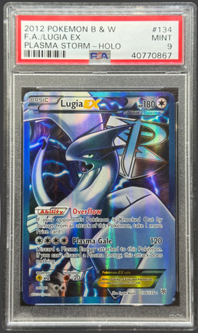 2013 POKEMON BLACK & WHITE PLASMA STORM #134 FA/LUGIA EX PLASMA STORM PSA 9 - 867