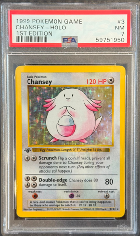 1999 POKEMON GAME #3 CHANSEY-HOLO 1ST EDITION PSA 7 - 950