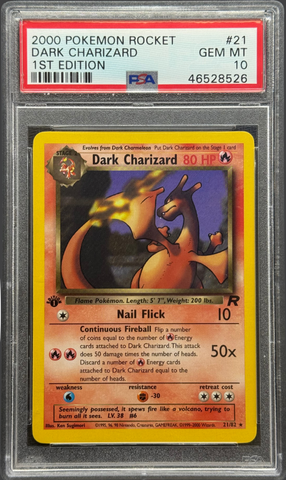 2000 POKEMON ROCKET #21 DARK CHARIZARD 1ST EDITION PSA 10 - 526