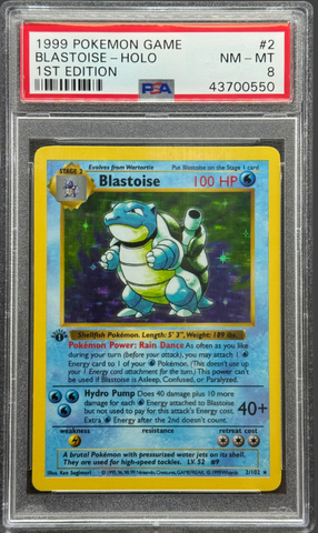 1999 POKEMON GAME #2 BLASTOISE-HOLO 1ST EDITION PSA 8 - 550