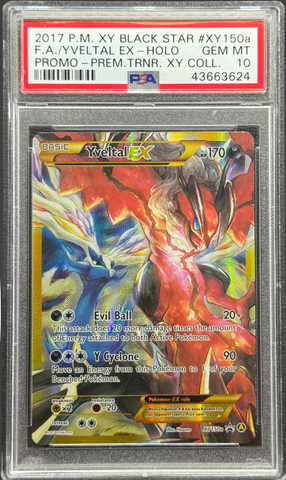 2017 POKEMON XY BLACK STAR PROMO #XY150a FA/YVELTAL EX PROMO-PREM.TRNR. XY COLL. PSA 10 - 624