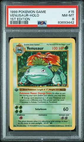 1999 POKEMON GAME #15 VENUSAUR-HOLO 1ST EDITION PSA 8 - 442