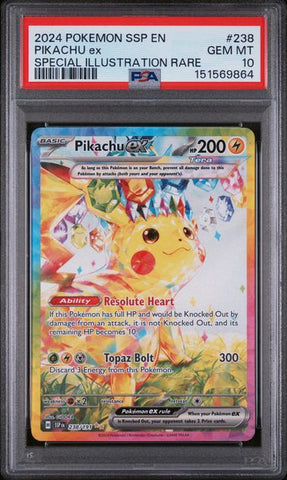 2024 POKEMON SSP EN-SURGING SPARKS #238 PIKACHU ex SPECIAL ILLUSTRATION RARE PSA 10 - 864