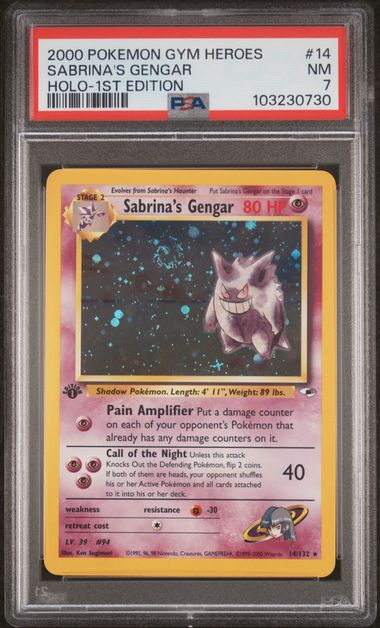 2000 POKEMON GYM HEROES SABRINA'S GENGAR HOLO - 1ST EDITION