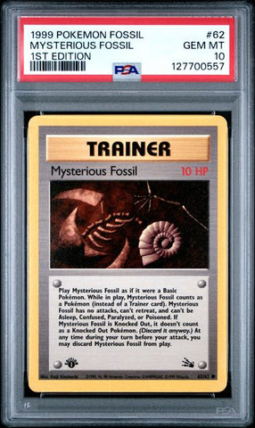 1999 POKEMON FOSSIL #62 MYSTERIOUS FOSSIL 1ST EDITION PSA 10 - 557