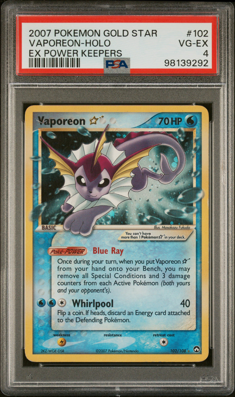 2007 POKEMON GOLD STAR VAPOREON-HOLO