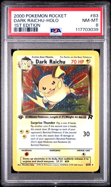 2000 POKEMON ROCKET DARK RAICHU - HOLO 1ST EDITION