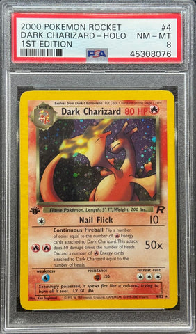 2000 POKEMON ROCKET #4 DARK CHARIZARD-HOLO 1ST EDITION PSA 8 - 076