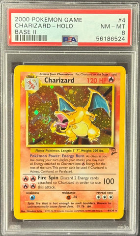 2000 POKEMON GAME BASE II #4 CHARIZARD-HOLO PSA 8 - 524