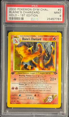 2000 POKEMON GYM CHALLENGE #2 BLAINE'S CHARIZARD HOLO-1ST EDITION PSA 9 - 783