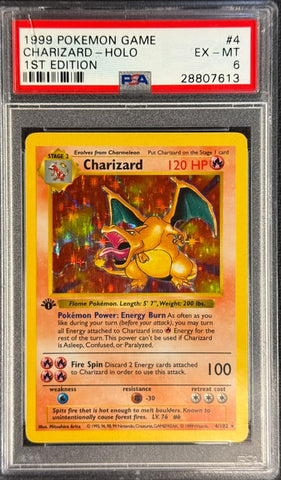 1999 POKEMON GAME #4 CHARIZARD-HOLO 1ST EDITION PSA 6 - 613