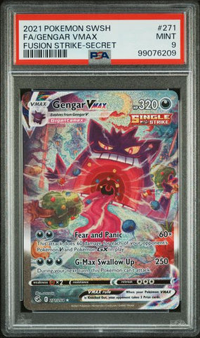 2021 POKEMON SWORD & SHIELD FUSION STRIKE #271 FA/GENGAR VMAX FUSION STRIKE-SECRET PSA 9 - 209