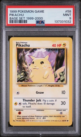 1999 POKEMON GAME #58 PIKACHU BASE SET 1999-2000 PSA 9 - 032