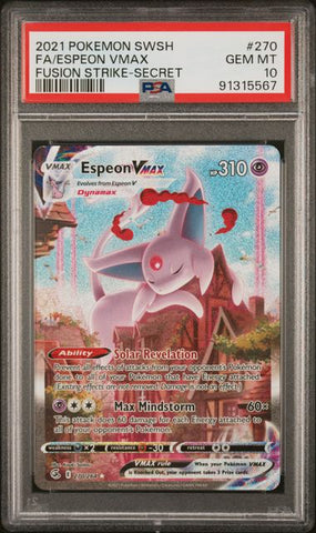 2021 POKEMON SWORD & SHIELD FUSION STRIKE #270 FA/ESPEON VMAX FUSION STRIKE-SECRET PSA 10 - 567