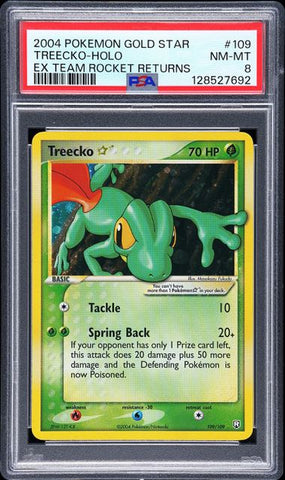 2004 POKEMON EX TEAM ROCKET RETURNS #109 TREECKO-HOLO EX TEAM ROCKET RETURNS PSA 8 - 692