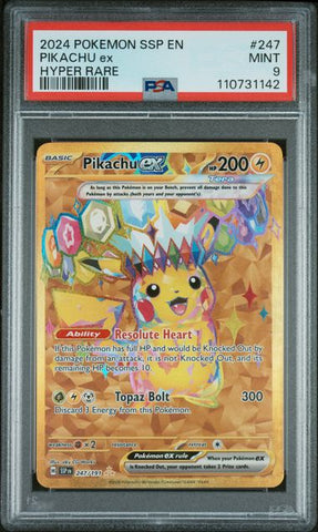 2024 POKEMON SSP EN-SURGING SPARKS #247 PIKACHU ex HYPER RARE PSA 9 - 142