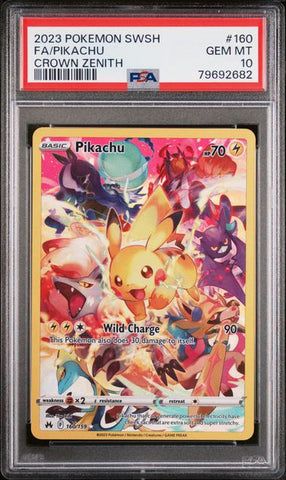 2023 POKEMON SWORD & SHIELD FULL ART PIKACHU CROWN ZENITH #160 PSA 10 - 682