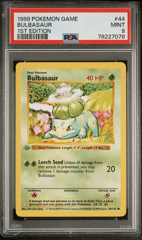 1999 POKEMON GAME #44 BULBASAUR 1ST EDITION PSA 9 - 078
