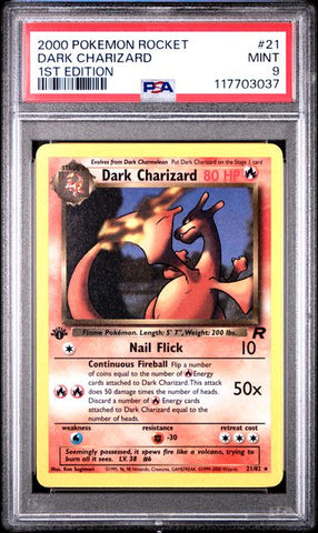 2000 POKEMON ROCKET DARK CHARIZARD 1ST EDITION #21 PSA 9 - 037