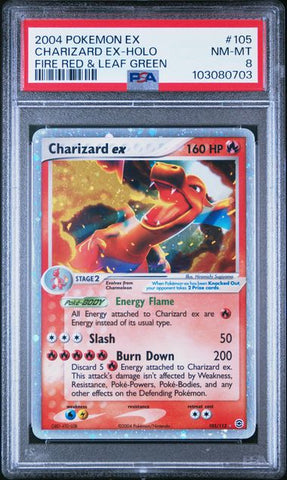 2004 POKEMON EX FIRE RED & LEAF GREEN #105 CHARIZARD EX-HOLO FIRE RED & LEAF GREEN PSA 8 - 703