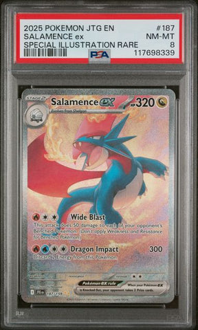 2025 POKEMON JTG EN-JOURNEY TOGETHER #187 SALAMENCE ex SPECIAL ILLUSTRATION RARE PSA 8 - 339