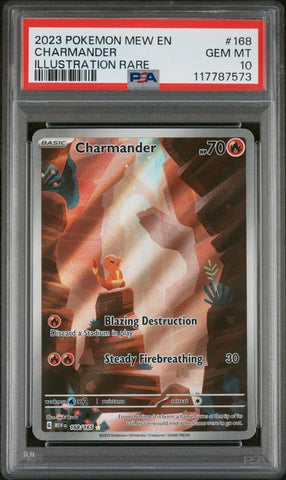 2023 POKEMON MEW EN-151 #168 CHARMANDER ILLUSTRATION RARE PSA 10 - 573