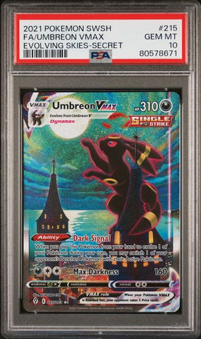 2021 POKEMON SWORD & SHIELD EVOLVING SKIES #215 FA/UMBREON VMAX EVOLVING SKIES-SECRET PSA 10 - 671