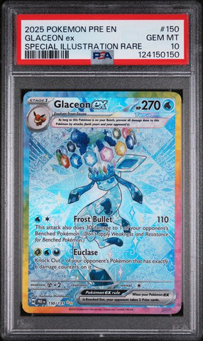 2025 POKEMON PRE EN-PRISMATIC EVOLUTIONS #150 GLACEON ex SPECIAL ILLUSTRATION RARE PSA 10 - 150
