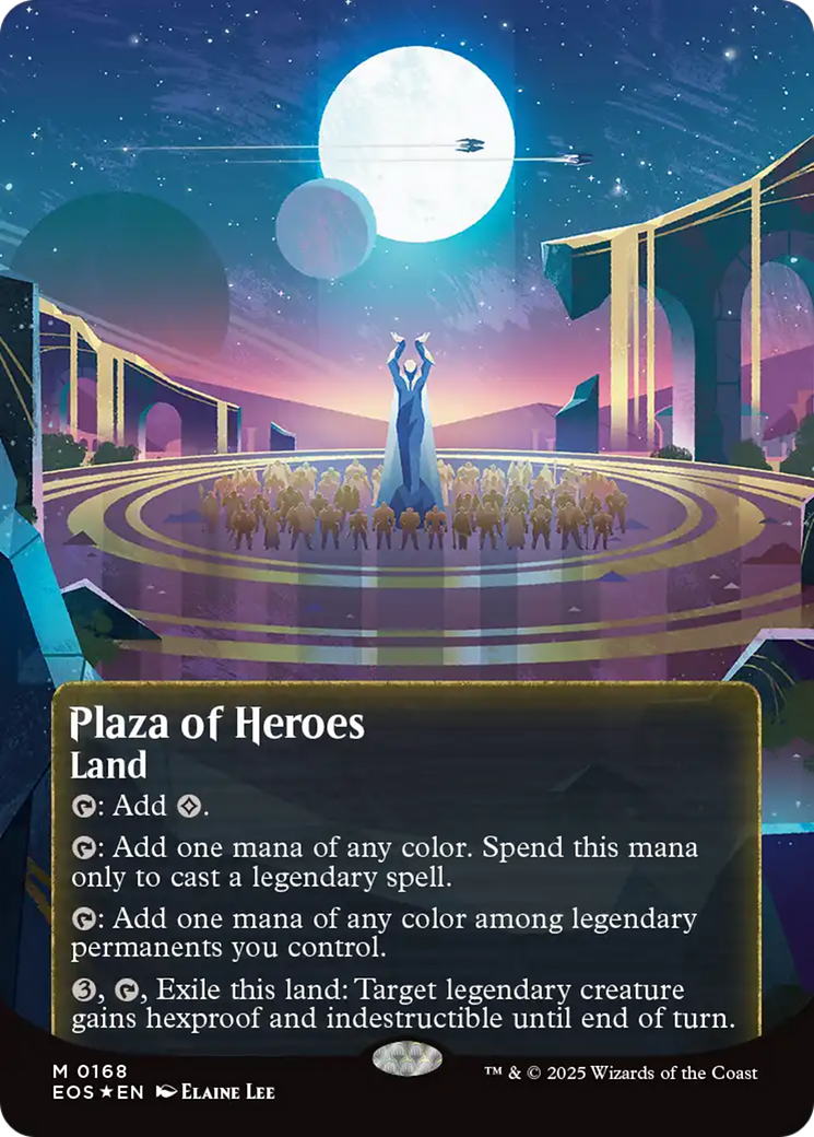 Plaza of Heroes (0168) (Borderless) (Galaxy Foil) [Edge of Eternities: Stellar Sights]