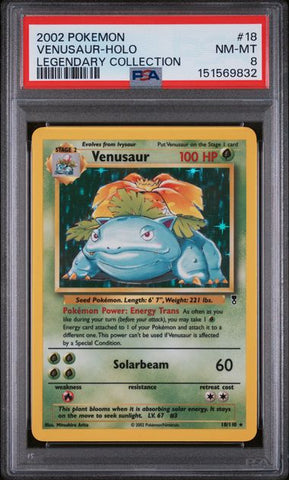 2002 POKEMON LEGENDARY COLLECTION #18 VENUSAUR-HOLO LEGENDARY COLLECTION PSA 8 - 832
