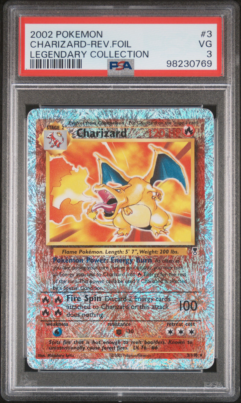 2002 POKEMON CHARIZARD-REV.FOIL LEGENDARY COLLECTION PSA 3